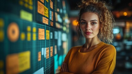 Confident Woman Planning Marketing Strategy. Generative AI