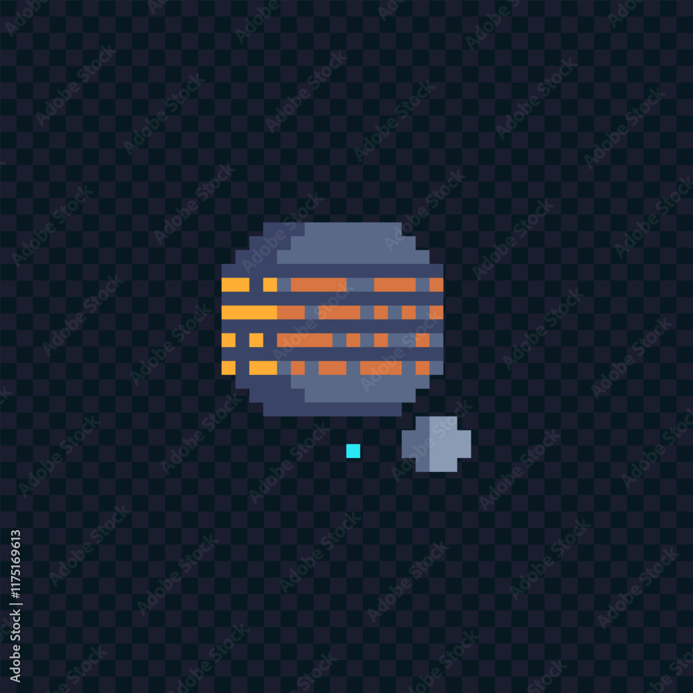Aufkleber planet icon. pixel art style. 8-bit sprite. old school computer graphic style. isolated vector illus