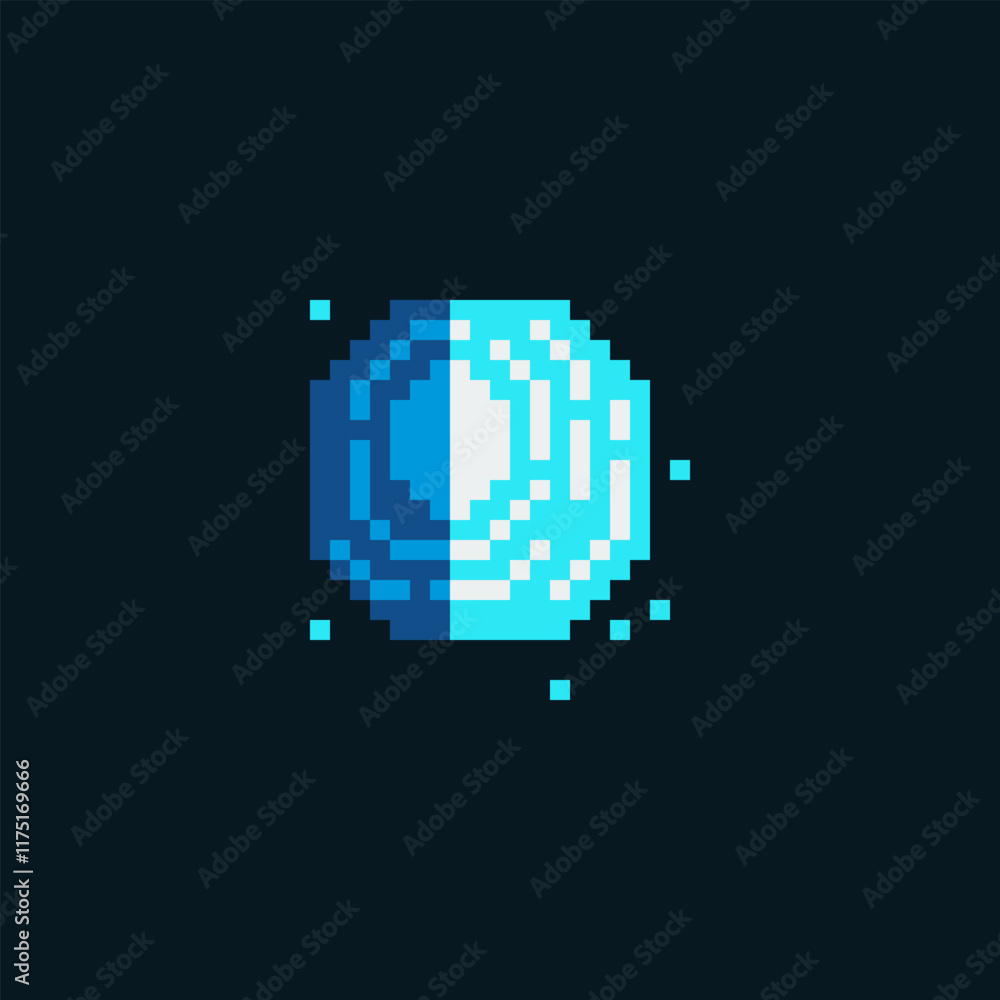 Aufkleber planet icon. pixel art style. 8-bit sprite. old school computer graphic style. isolated vector illus