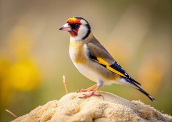 Obraz premium Scottish Goldfinch on Summer Sand Dune Close-Up