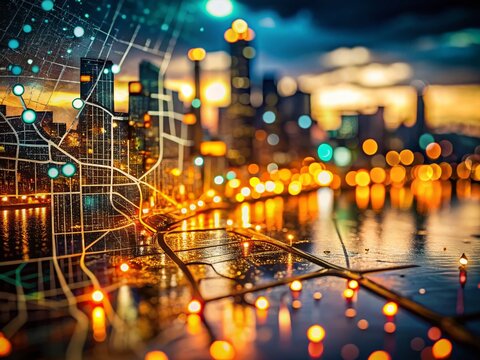 Seattle Neighborhood Map - Nighttime Low Light Photography