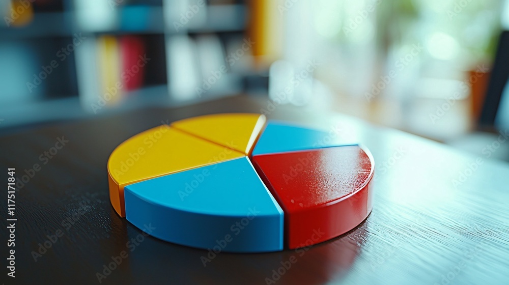 Poster Investment planning process explained using pie charts and bar graphs Stock Photo with side copy space