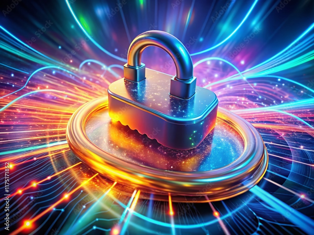 Poster secure cloud computing: data protection & cyber security stock photo