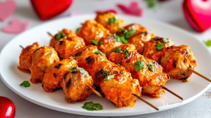 Grilled Chicken Skewers with Spicy Marinade and Fresh Herbs