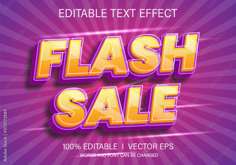 Poster flash sale vector text effect with modern style design