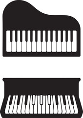 Simple Black and White Piano Illustration