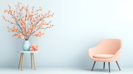 Valentine's day love decor cozy room floral arrangement minimalist style soft colors