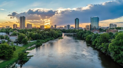 Ottawa Skyline Sunset River Landscape Cityscape