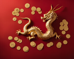 Obraz premium golden_dragon_coins