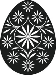 Easter Egg Silhouette with Floral Motif – Vector Illustration