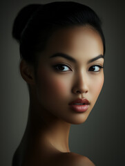 Naklejka premium Beautiful skin woman face, healthy beauty skincare and cosmetics for adverstising. Generative Ai. 