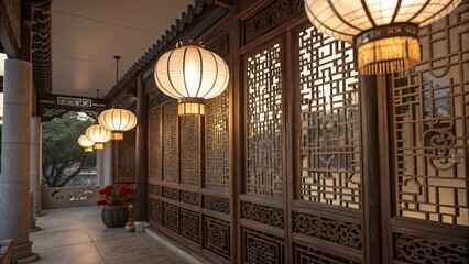 A high-resolution background with traditional Chinese lattice designs
