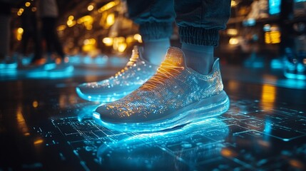 Futuristic Digital Bakery with Holographic Features. Generative AI