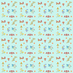 Aesthetic damask rainbow florals pattern for fabric