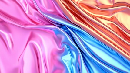 Elegant satin fabric in pink and blue textile showcase studio setting high-resolution photography close-up view color harmony for fashion design