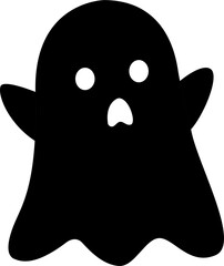 Black silhouette of a menacing ghost floating with glowing eyes and sharp fangs, creating a spooky and eerie atmosphere perfect for halloween projects