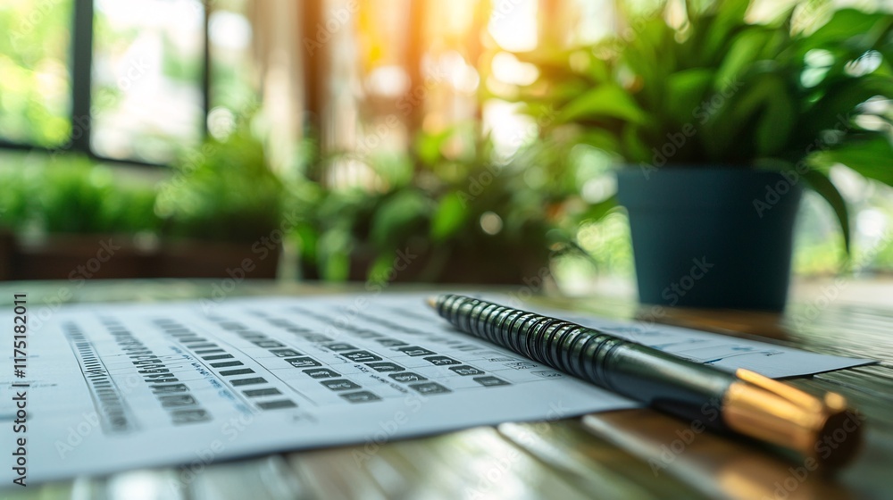 Poster budget planning tools displayed on a modern desk stock photo with side copy space
