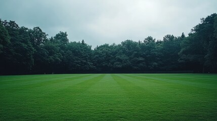 Obraz premium Lush green lawn extends to a backdrop of trees