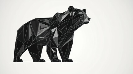 Abstract geometric bear sculpture in black.