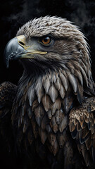 Fototapeta premium High quality eagle portrait featuring sharp strong beak and intense gaze shot in professional dark atmosphere