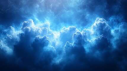 Fototapeta premium Dreamy Blue Clouds with Ethereal Glow. Generative AI