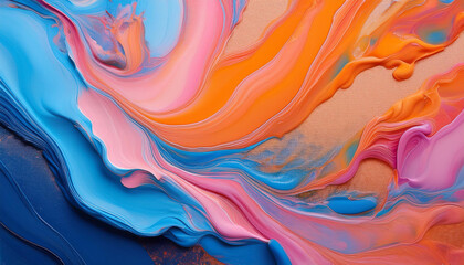 abstract acrylic paint in orange blue and pink colour palette colorful wallpaper texture for branding vibrant heritage with bold colors