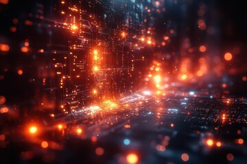 Fototapeta premium a dynamic visual background showcasing advanced network capabilities and technological processes integrating elements of digital storage and scientific advancement in a cohesive design