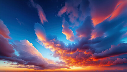 Fototapeta premium stunning red and yellow clouds within the blue sundown sky