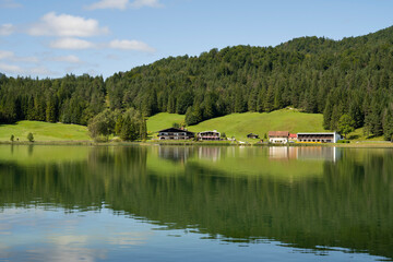Lautersee, Mittenwald, Werdenfelser Land, Alpen, Oberbayern, Bayern, Deutschland, Europa