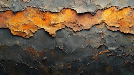 Obraz premium Rustic Metal Surface with Orange Patina. Generative AI