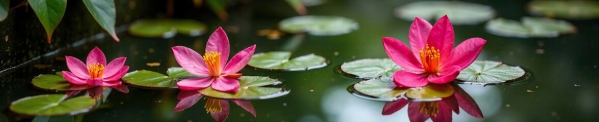 Flowering Alternanthera dentata Dentata Ruby in a water feature, plant arrangement, floating flowers