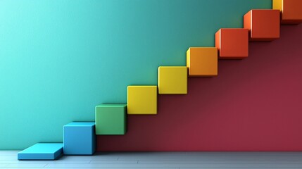 Debt repayment plan visually represented with colorful blocks Stock Photo with side copy space