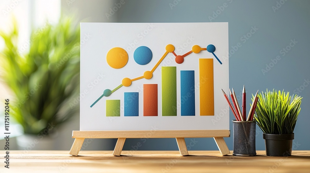 Poster debt repayment strategy explained with a diagram on a flipchart stock photo with side copy space