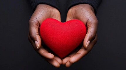 Obraz premium Hands Gently Holding a Red Heart Symbolizing Kindness and Compassion
