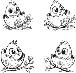 Nestling bird in nest sketch engraving vector illustration. Vector illustration of birds house on white background.