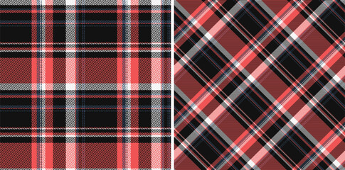 Check texture textile of pattern tartan background with a fabric plaid seamless vector. Set in christmas colors for decorating styles interior .