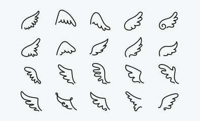 Hand Drawn Doodle Wings Vector Pack