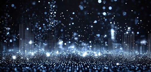 A mesmerizing digital landscape filled with sparkling lights, perfect for technology and abstract themes.
