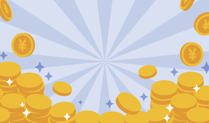 コインがはじけ飛ぶ背景イラスト