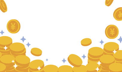 コインがはじけ飛ぶ背景イラスト