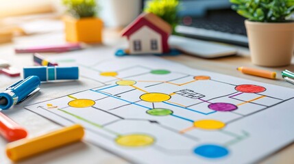 Fototapeta premium Financial literacy roadmap drawn on a whiteboard with markers Stock Photo with side copy space