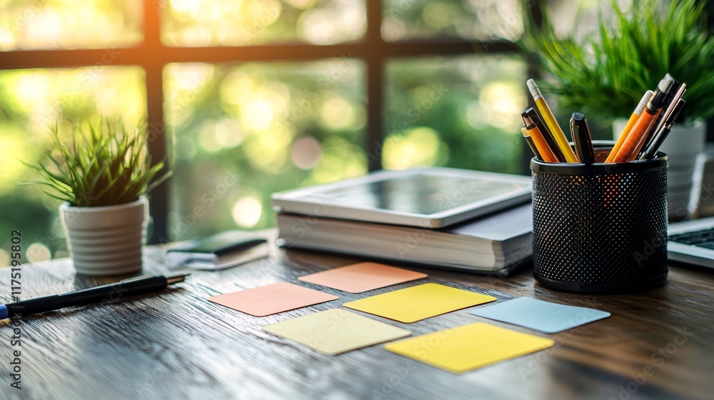 Poster financial literacy flashcards arranged for a study session stock photo with side copy space