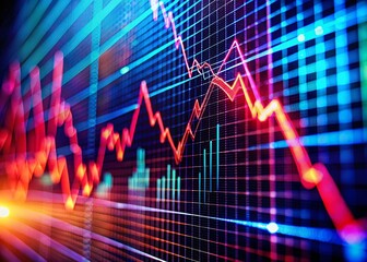 Sharp Decline: Economic Recession Graph Chart Showing Market Crash & Financial Crisis