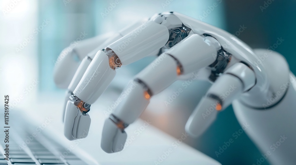 Poster robotic virtual assistant serving customer on clean website interface
