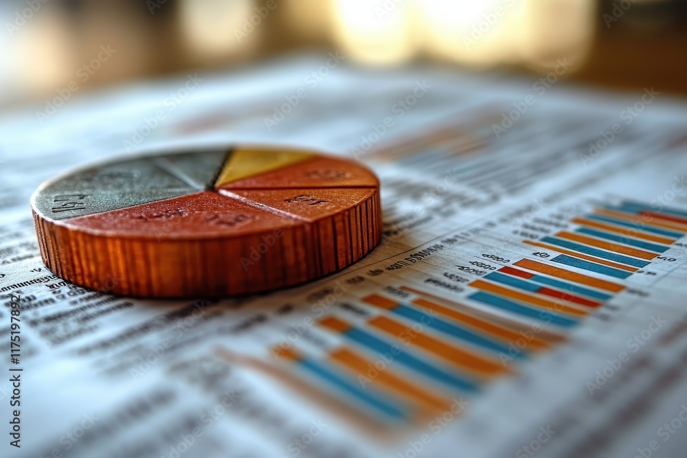 Aufkleber colorful pie chart on a document featuring detailed statistical data and analysis