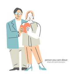 happy couple, simple and friendly illustration