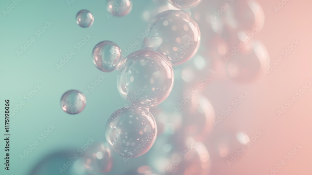Poster abstract image of floating translucent spheres in pastel colors