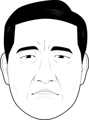不機嫌そうなシニア男性