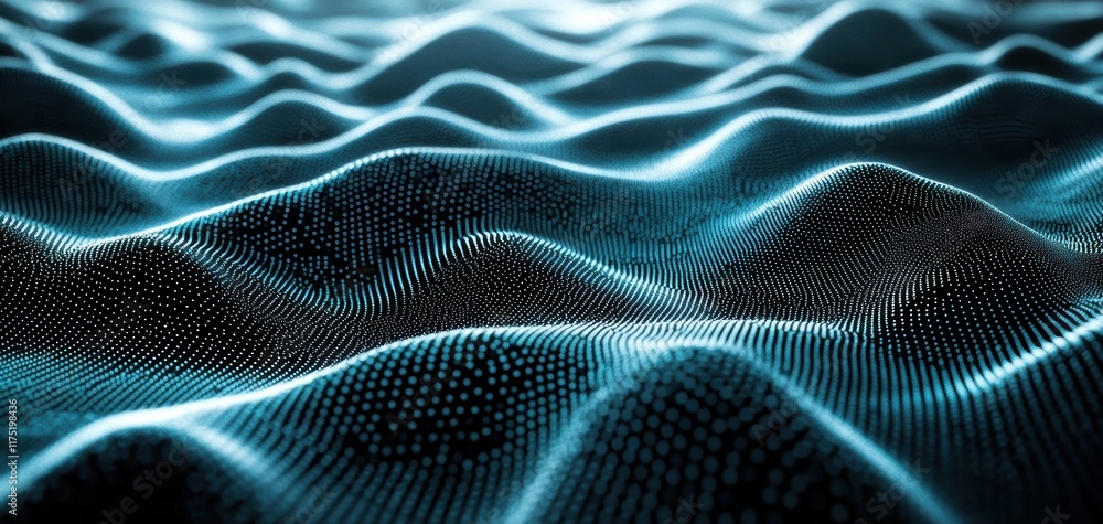 Poster digital wave pattern showcasing vibrant colors and fluid motion, perfect for technology and abstract