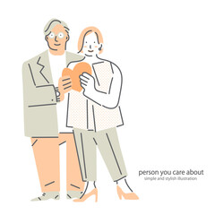 幸せな夫婦　お洒落なシンプルイラスト